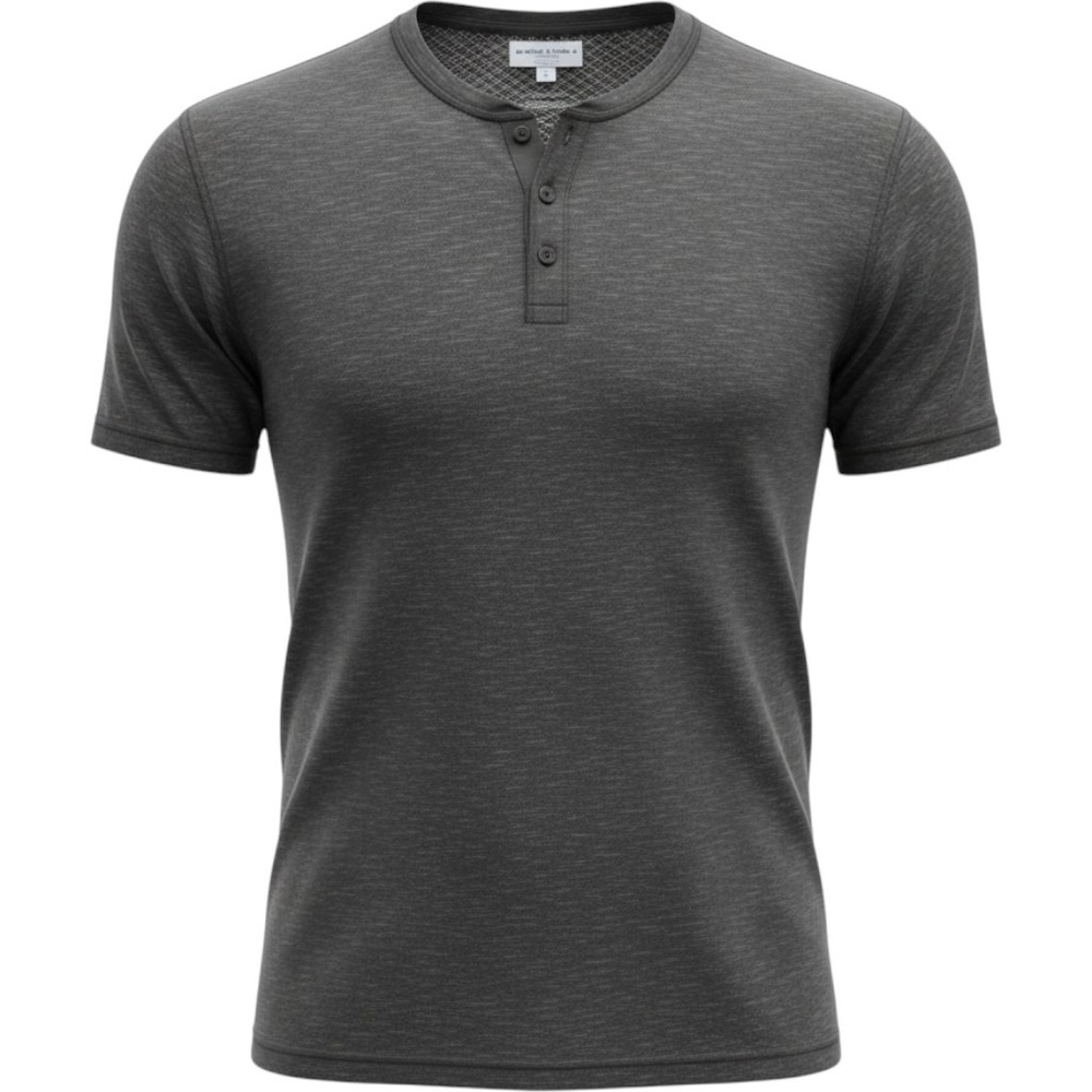 Julian & Mark Henley Shirt Mens Medium Gray Heather Short Sleeve Minimalist